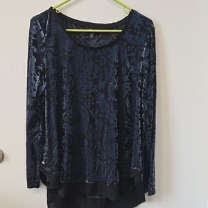 Elegant Black and Blue Velvet Top